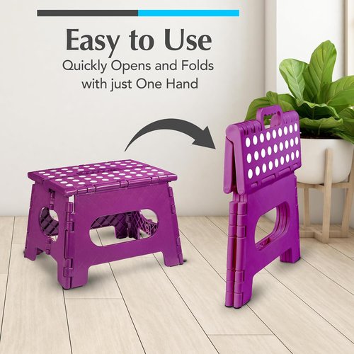 Handy Laundry Step Stool - Lightweight & Sturdy for Adults, Safe for Kids - Easy One Flip Open - Purple | 2-Pack