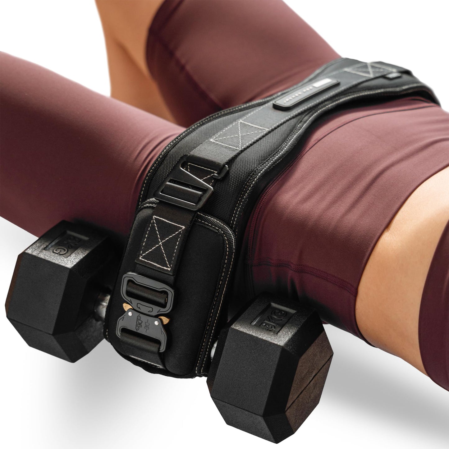 JACKED ASS BELT Premium Hip Thrust Belt for Dumbbells & Kettlebells (Patent-Pending) Heavy Duty Glute Training System for Home Gym, Fast Setup for Progressive Overload Without Barbell or Rack (Black)