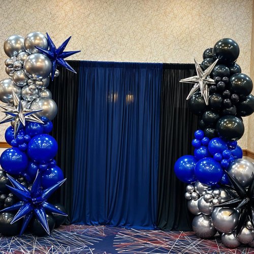 Blue and Black Balloons - 12 Inch Dark Blue & Silver Pearl Balloons for Boys' Birthday Party Decor