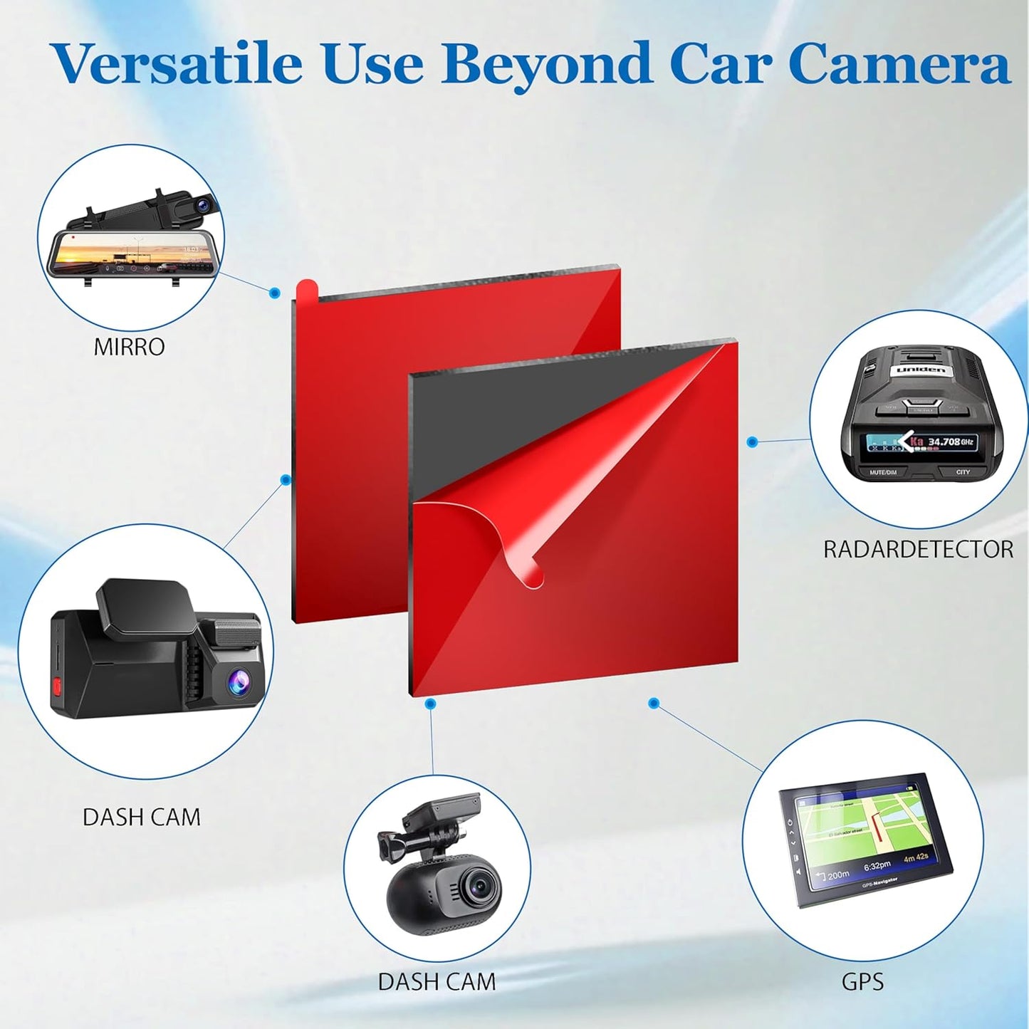 BNnYY 6PCS 2.83 Inch Double Sided Adhesive Pads for Dash Cam, Heavy Duty Sticky Pads, Heat Resistant & No Residue