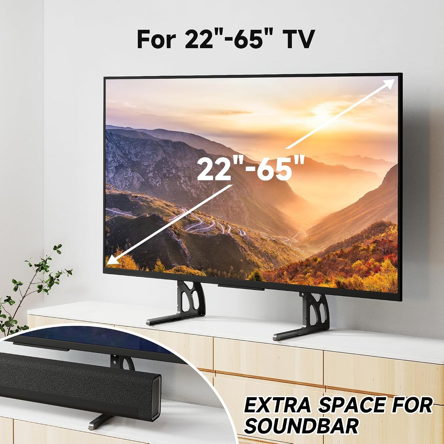 XINLEI 22 65 inch 800x500mm, 120lbs ML1760E Universal Table Top TV Stand for Most to LCD LED Plasma Flat Screen TVs