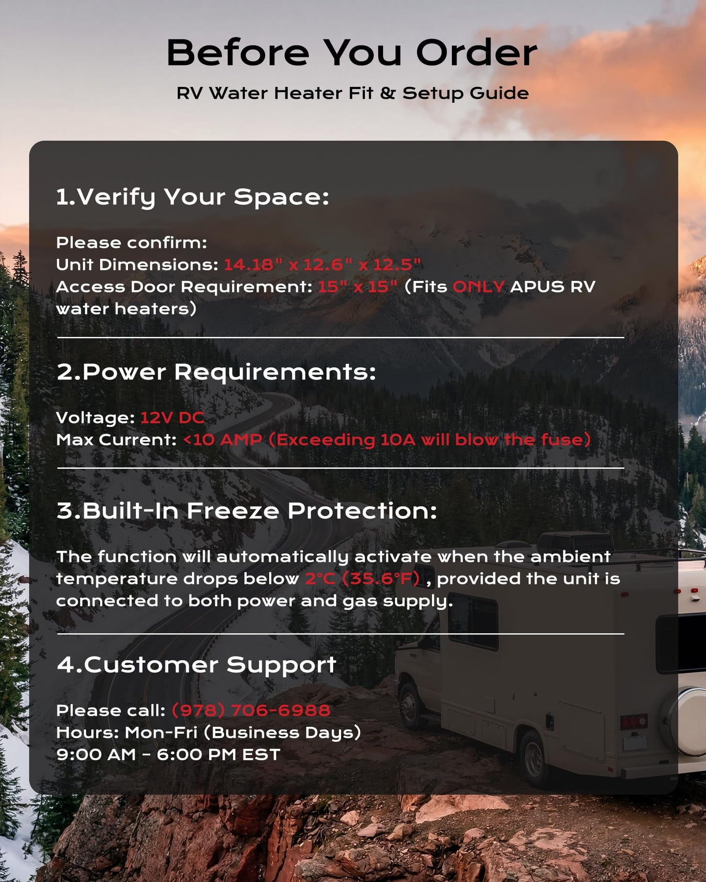 APUS RV Tankless Water Heater, 68,000 BTU Propane Gas On Demand Hot Water with Black Door&Remote, 12V, 3.9 GPM, High Altitude Ready, CSA Certified, Compatible with All RVs,Ideal for RV Family & Camper
