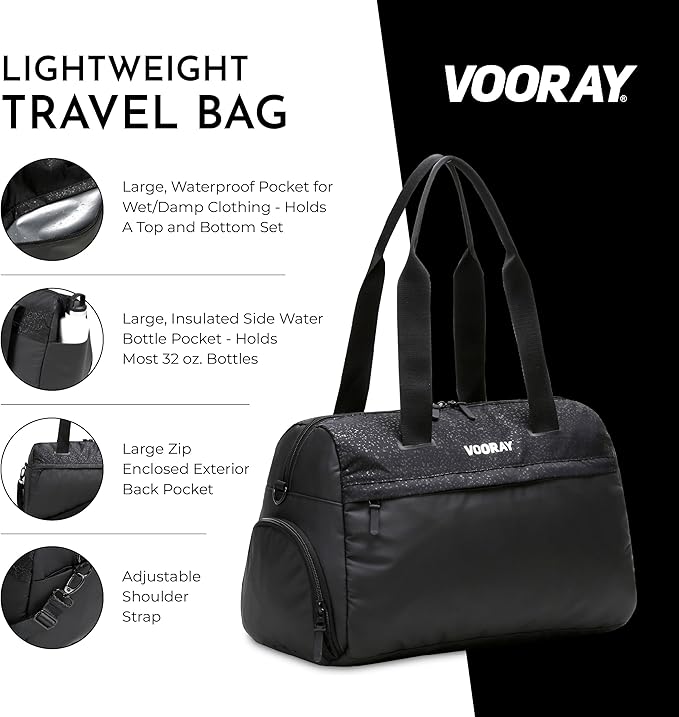 Vooray 25L Trainer Duffel Bag ??Lightweight Travel Duffel for Women and Men with Shoe Pocket, Workout Bag, Weekender for Overnight, Football, Traveling, or Hospital Use