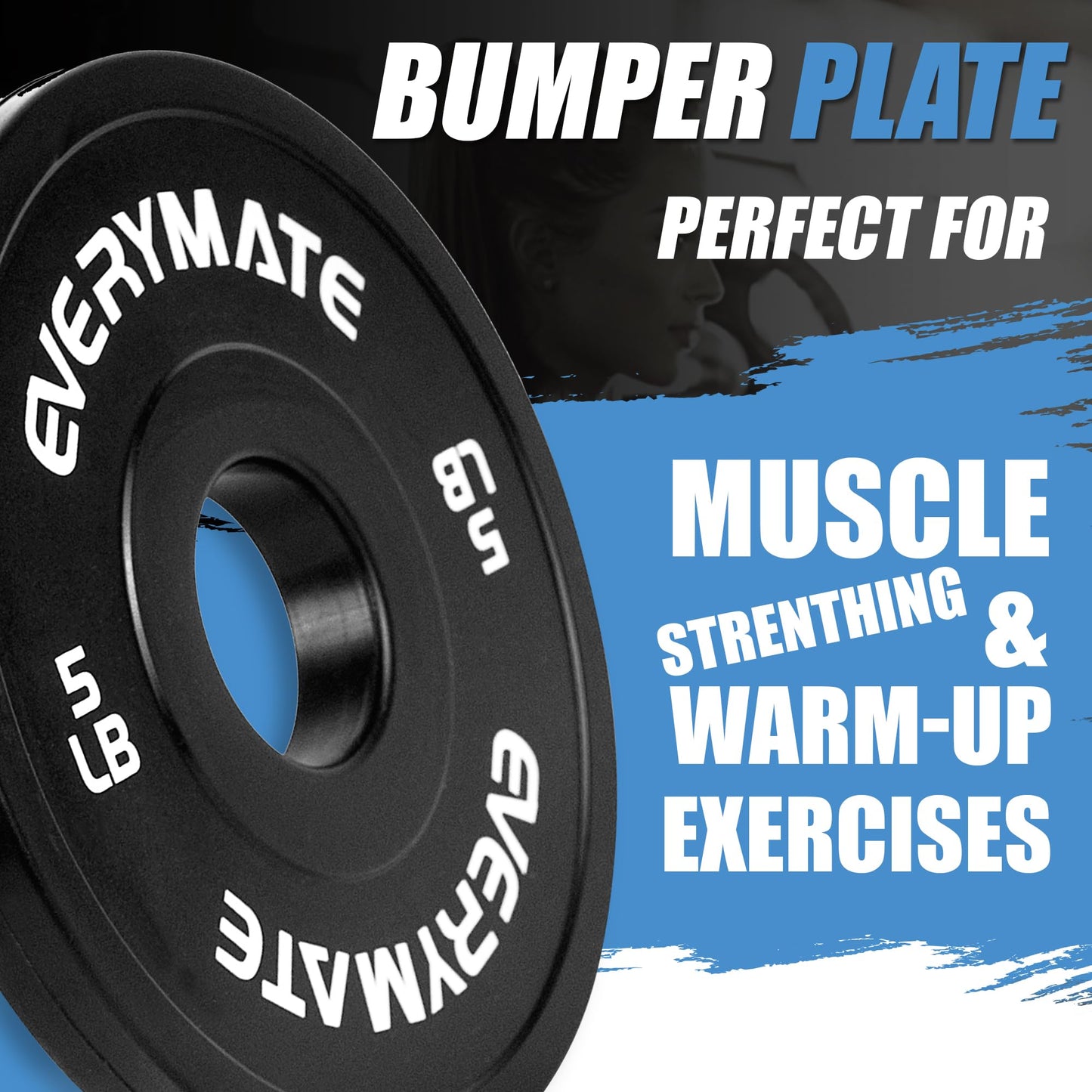 EVERYMATE Black Change Weight Plates: 2.5LB 5LB Set Fractional Plate Olympic Bumper Plates Set for Strength Training, 2 inch weight plates