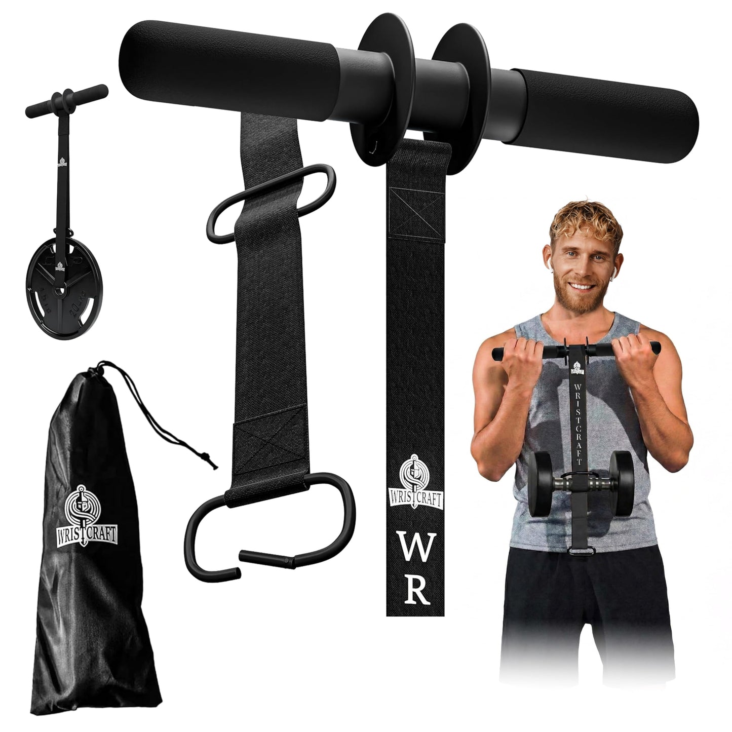 WristCraft Forearm Strengthener & Hand Grip Strengthener with Portable Bag – Wrist Roller, Forearm Exerciser, Forearm Roller, Wrist Trainer for Grip & Arm Workout - Includes Portable Bag