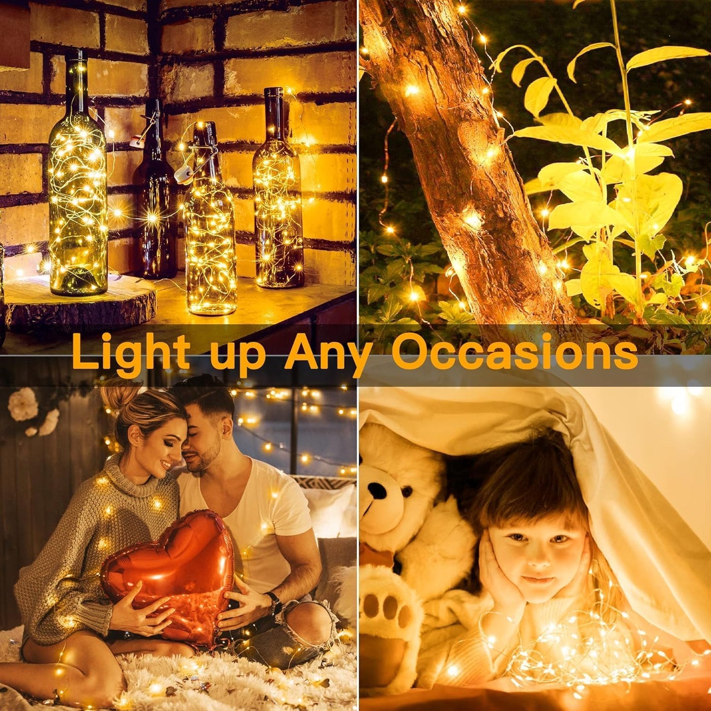 Skiennix 20 Pack Fairy Lights - Battery Operated 7ft Mini String Lights | Warm White Twinkle Lights for Weddings & Parties