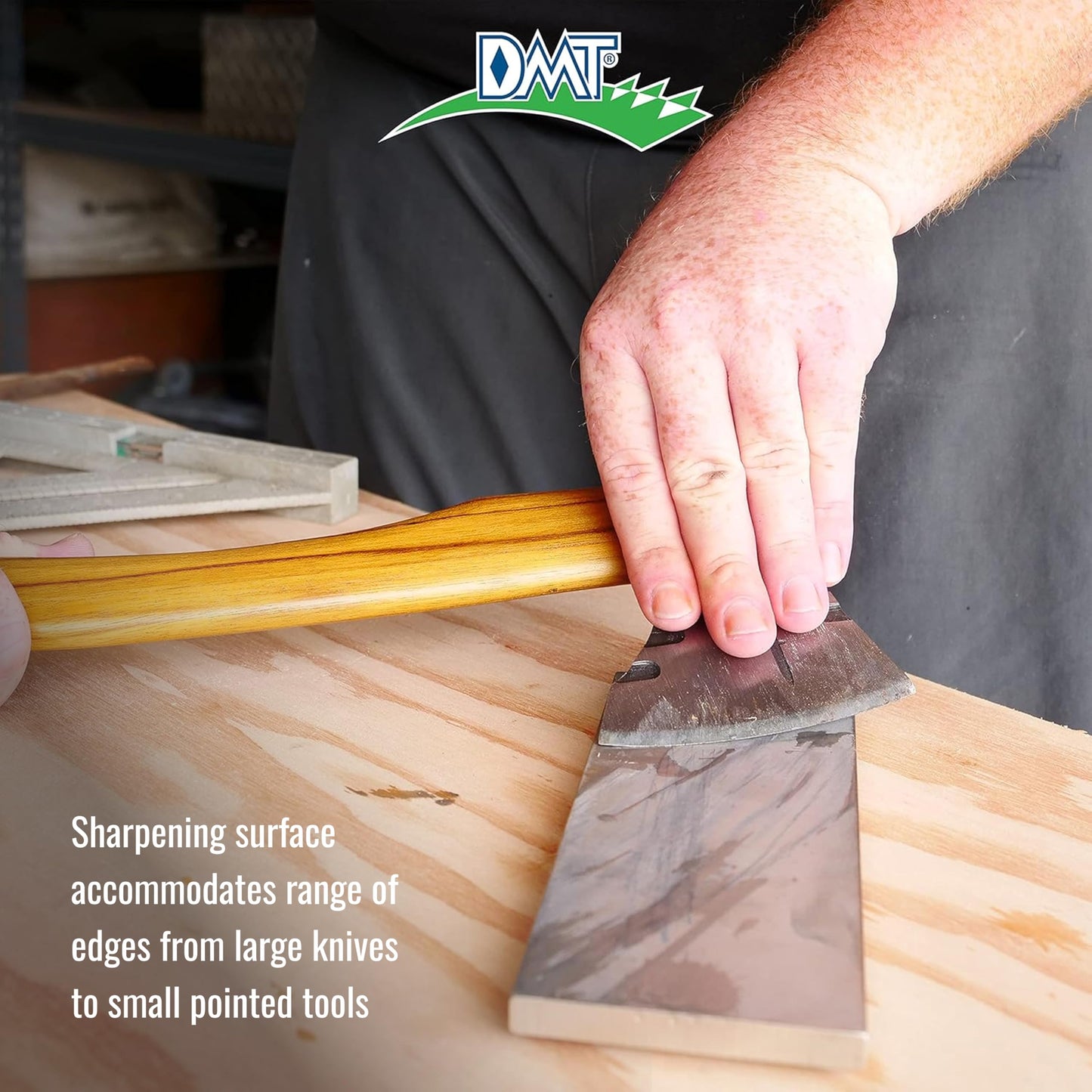 DMT D8C Dia-Sharp Bench Stone - Diamond Knife Sharpener for the Workshop, Jobsite or Kitchen - Coarse (325) - Flat Diamond Sharpening - Non-Slip Knife Sharpener- Made in the USA - 8 x 3 x 0.38 Inches