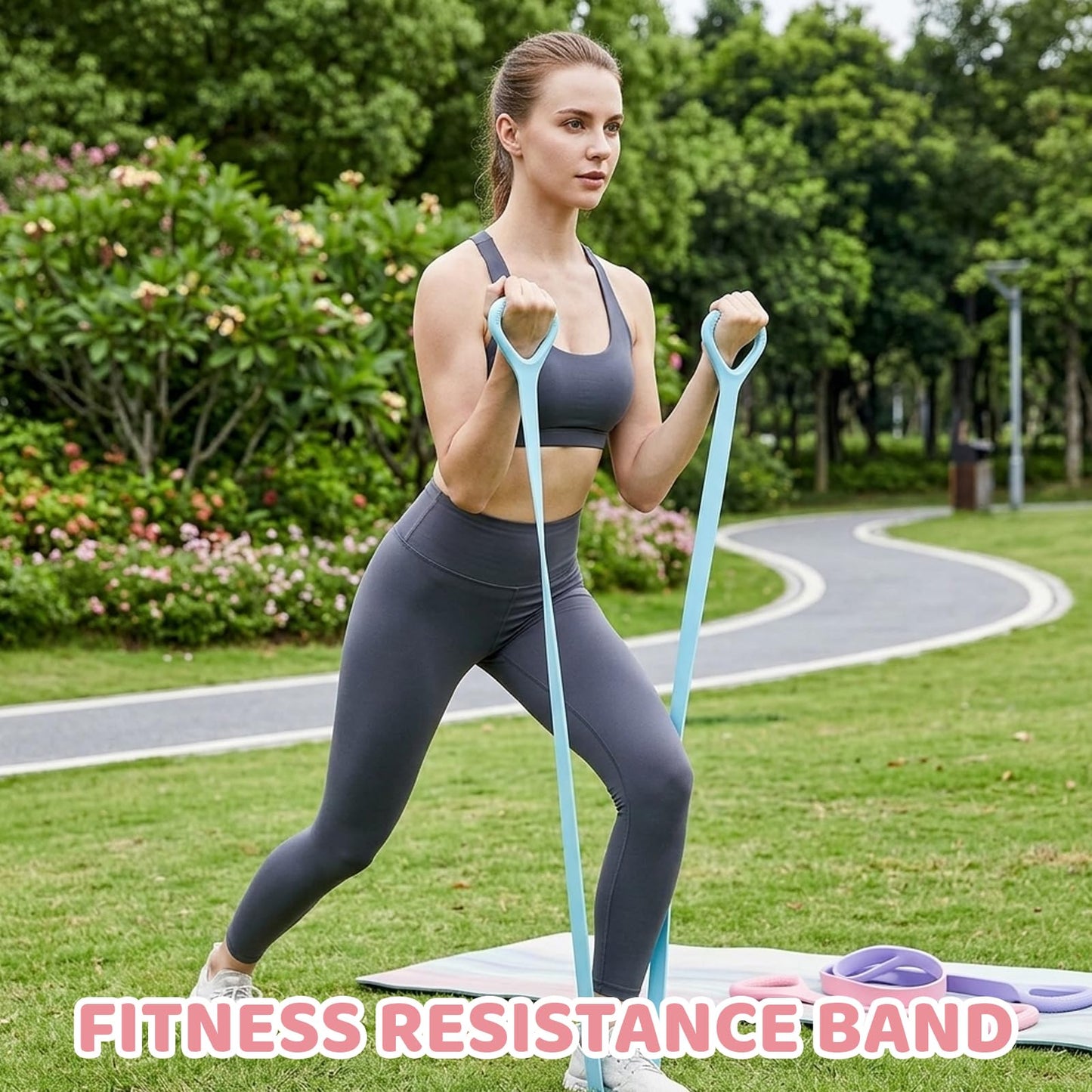 Figure 8 Resistance Band, Arm Resistance Bands with Handles, Keep Resistance Band Figure 8 for Arms Back Shoulders Legs and Glutes Workout, Resistance Bands Figure 8 with Handles for Women