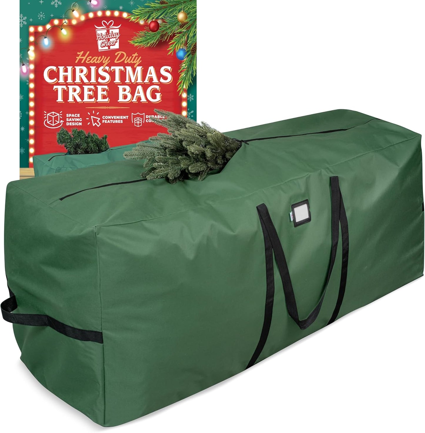 Skiennix Christmas Storage Bag - Heavy Duty Waterproof Design for 7.5ft Artificial Tree | Green with Durable Handles & Zipper