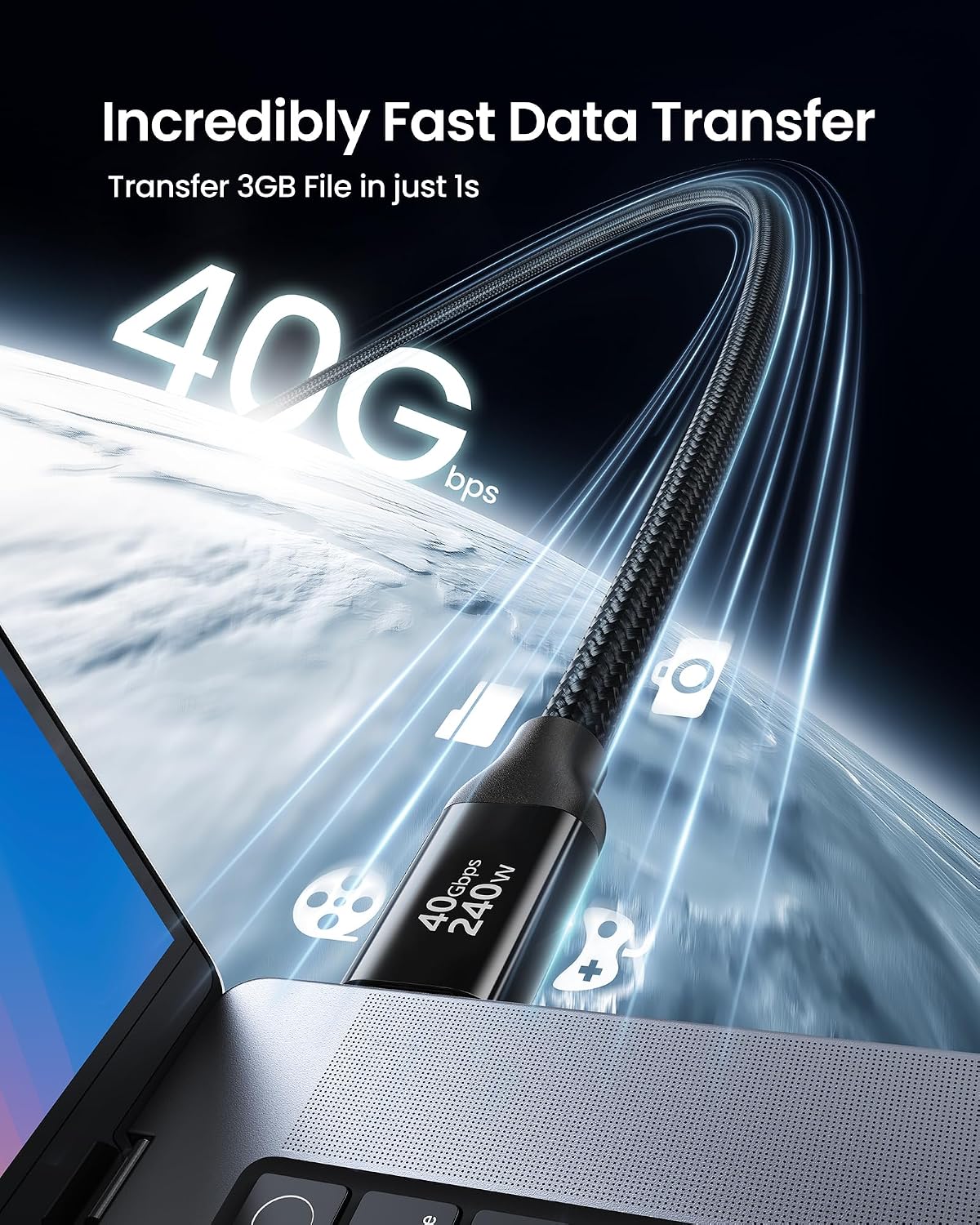 4 4 [5FT/1.5M], 40Gbps 8K/5K@60Hz, 240W 16, Silkland USB Cable for Thunderbolt Data Sync, Fast Charging, USB C