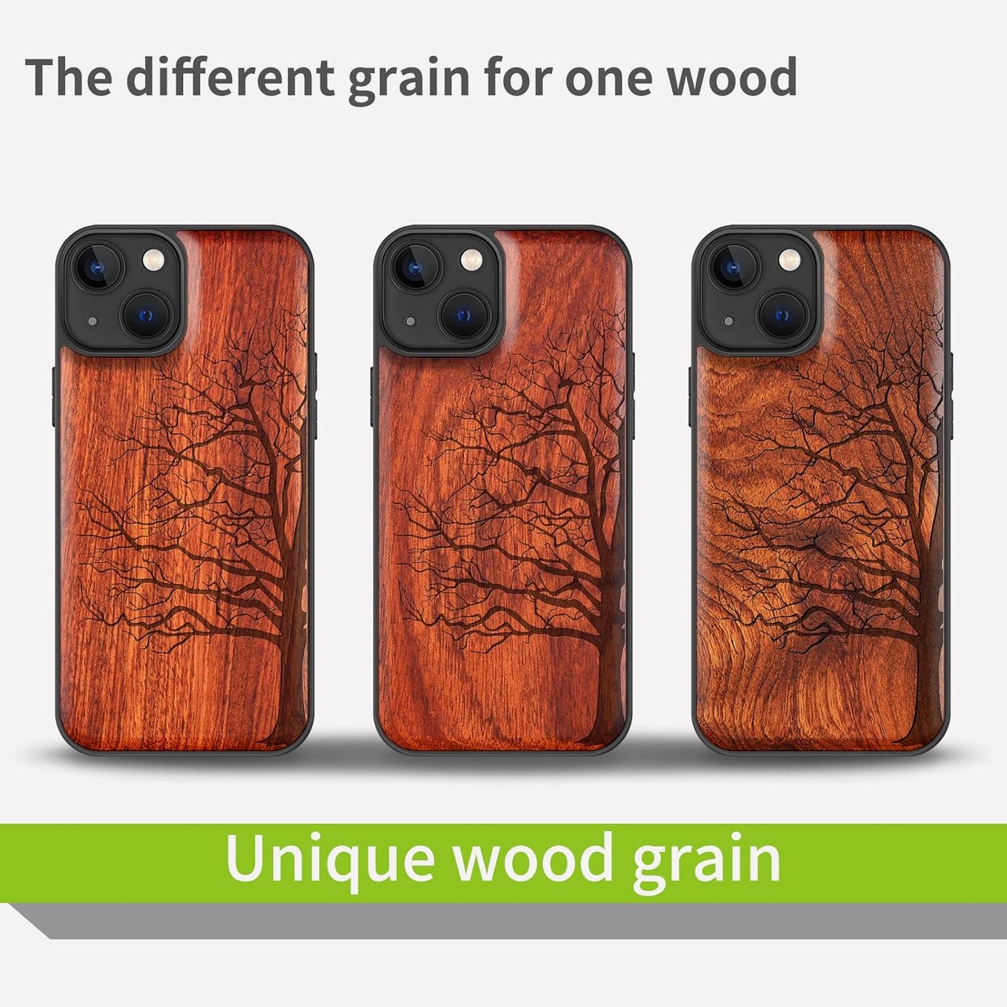 Carveit 13 Magnetic Wood Case for iPhone Case [Hard Real Wood & Soft TPU] Unique & Classy Wooden Shockproof Hybrid