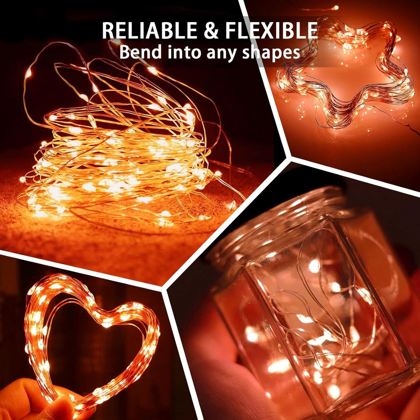 Skiennix 12 Pack Orange Fairy Lights - 7Ft 20 LED Twinkle String Lights | Battery Operated & Waterproof for Parties, Weddings, & Holidays