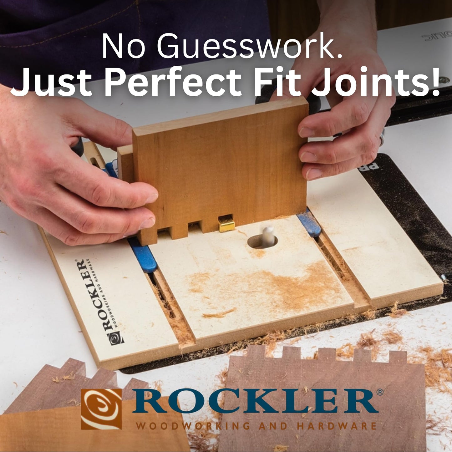 Router Table Box Joint Jig - Finger Joint Indexing Keys w/Three Finger Widths ¼”, ⅜” & ½” - Stable MDF Router Fence w/Low-Friction Melamine Coating - Knobs to Lock Platform w/ ¾” Miter Slot