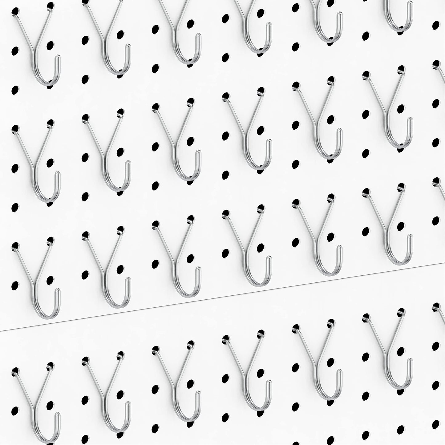 HUHOLE 40 Pack Pegboard Hooks J-Hook – 1 Inch Silver J Hooks for Pegboard – Heavy Duty Peg Board Hooks for Hanging Jewelry, Keys, Retail Items & Small Tools – Fits 1/8” & 3/16” Pegboards