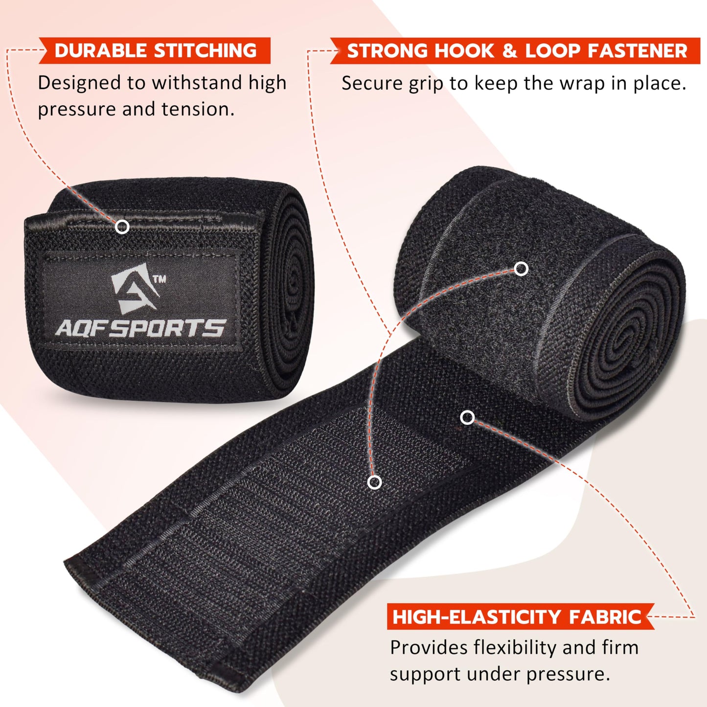 AQF Elbow Wraps for Weightlifting Gym Elbow Sleeves - Heavy Duty 40" Elasticated Elbow Lifting Straps for Powerlifting, Bodybuilding, Fitness Training & Bench Press (Pair)