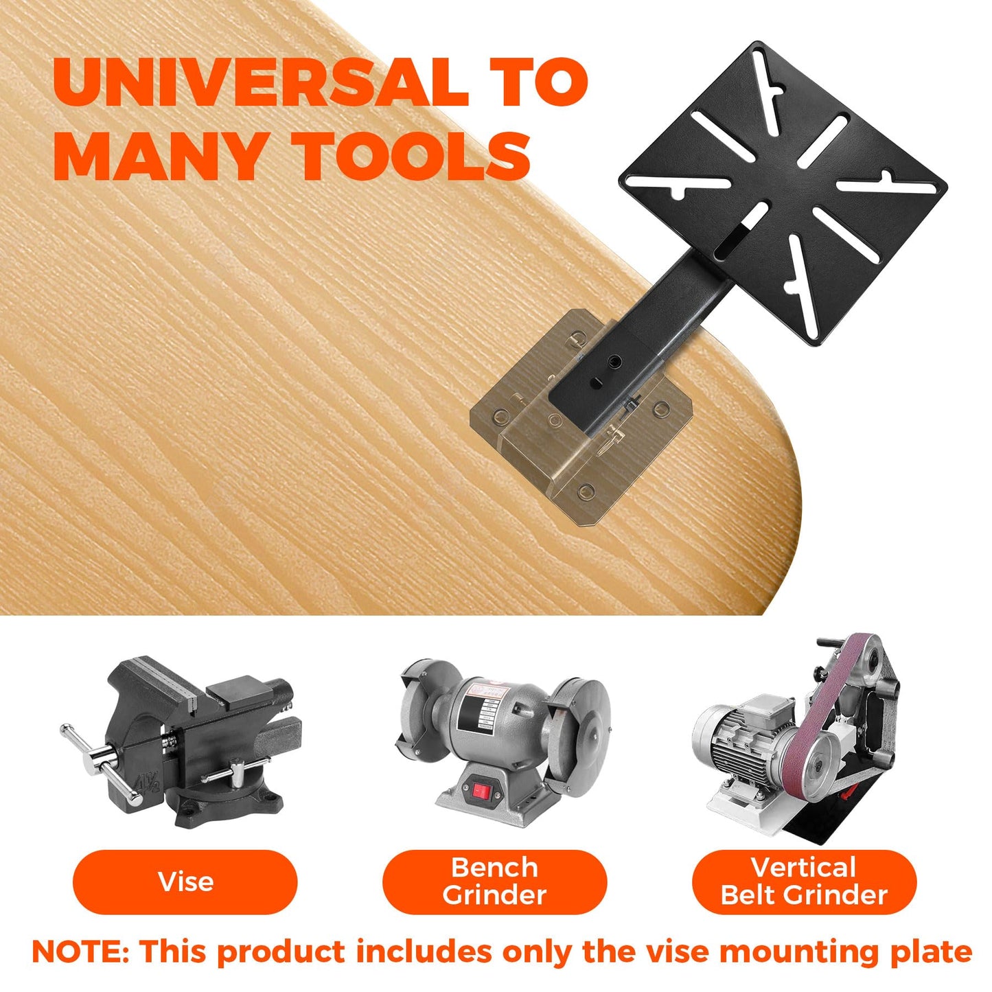 Mount Vise and Grinder,Heavy Duty Carbon Steel Single Mount Plate for Trailer Hitch, Portable Tool Mount for Bench Vise & Grinder (2" Receiver)