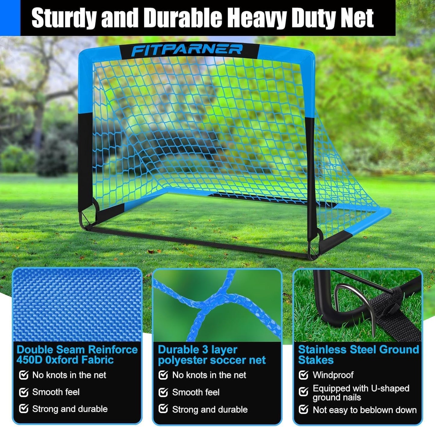 Kids Soccer Goals for Backyard Set - 2 Pack of Portable Pop Up Soccer Nets with Ball,Cones,Complete Training Equipment Kit for Toddler,Youth,Kids Age 3-14,Outdoor Sports Game