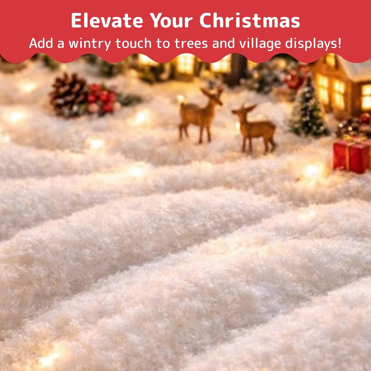 Pretex Artificial Snow Roll - Large Fluff for Christmas Village Displays | 94"x31" Thick White Blanket for Holiday Décor
