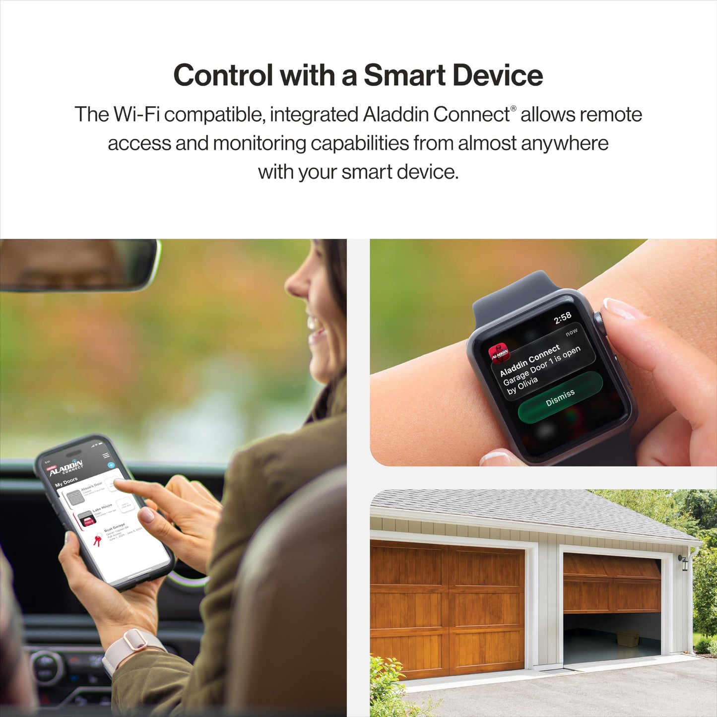 Genie Smart Garage Door Opener with WiFi - Chain Drive with LED Lighting - Works with Alexa, Google Assistant, SmartThings - Includes Remote, Sensors - Model Chain Glide Connect - Black