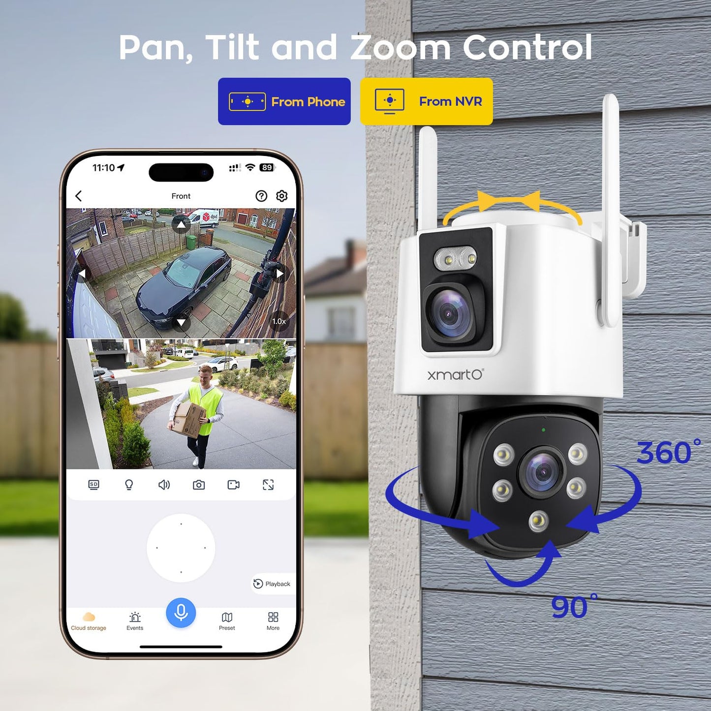 xmartO [16 Dual-Lens Camera Bundle 32-View Long Range WiFi6 Mesh Security System, 16CH 4K Dual Band NVR, 4MP 180°+Static FOV & 360°PTZ AI Tracking, 24/7 Plug-in Surveillance,500GB HDD,No Monthly Fee
