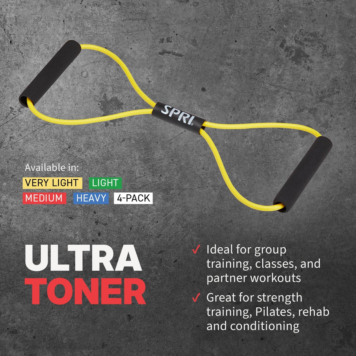 SPRI Ultra Toner Resistance Band Figure 8 Exercise Cord, Red, Medium