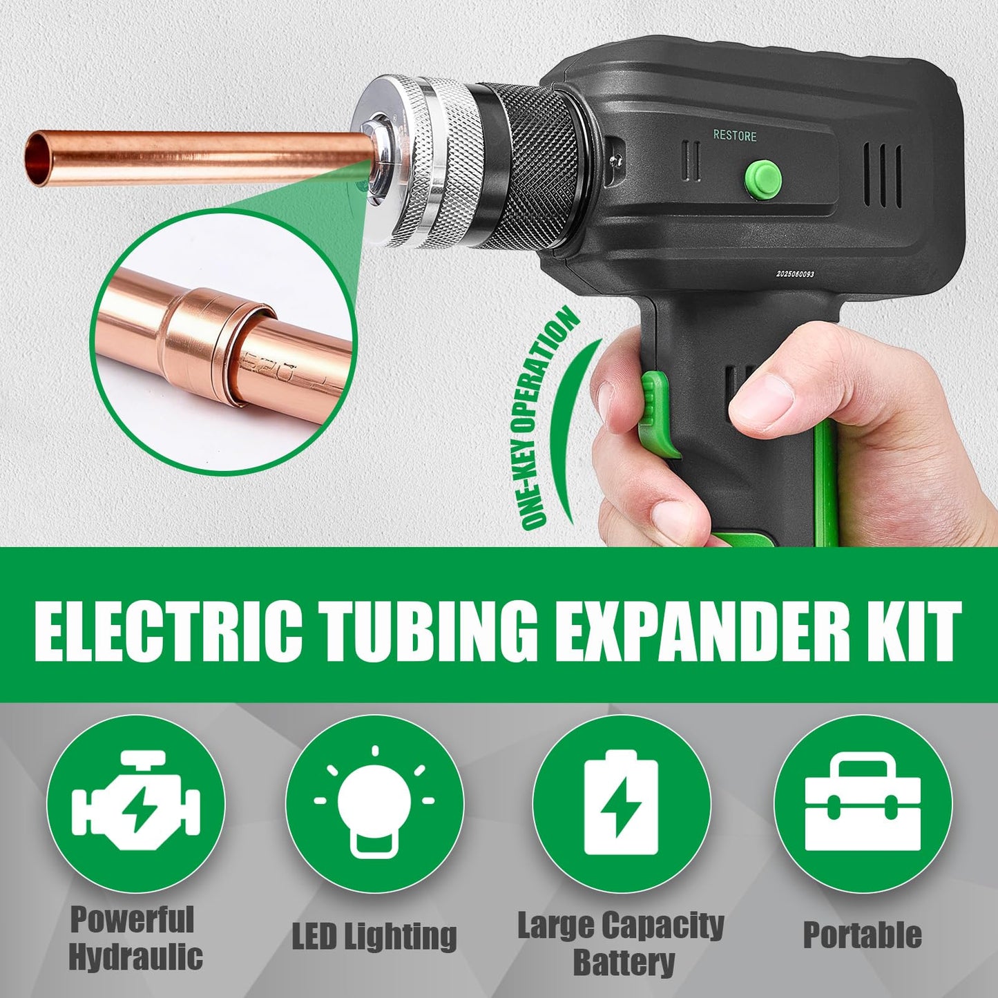 Super Stars Electric Tubing Expander Swaging Tool Kit – 2200mAh Battery Powered HVAC Copper & Aluminum Pipe Expander with 7 Heads, with Tube Cutter & Deburring Tool