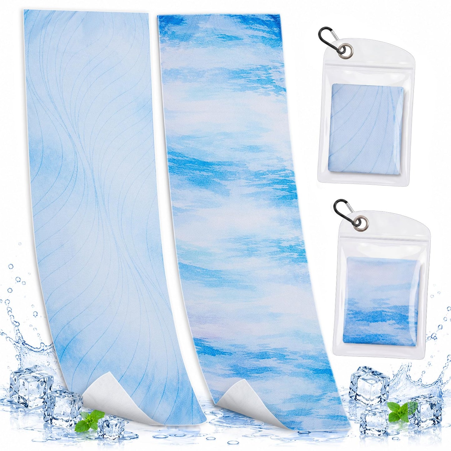 Chicplaid 2 Pack Cooling Towels for Neck and Face, 40" x 12" Instant Ice Towel Soft Breathable Microfiber Towel for Sports, Gym, Yoga, Running, Biking, Camping, Outdoor Activities
