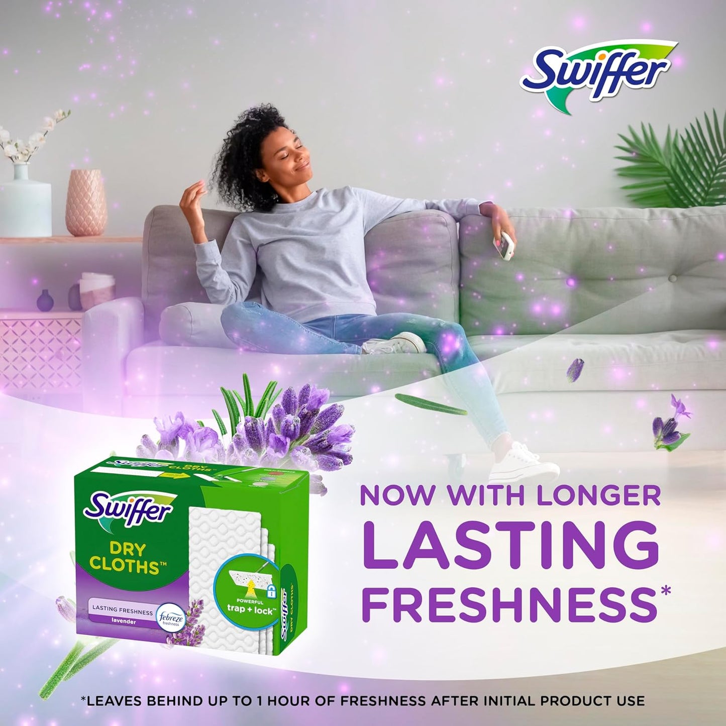 Swiffer Sweep + Mop Dry Pads Refill - Lavender Floor Cleaner for Dirt & Dust | 52 Count