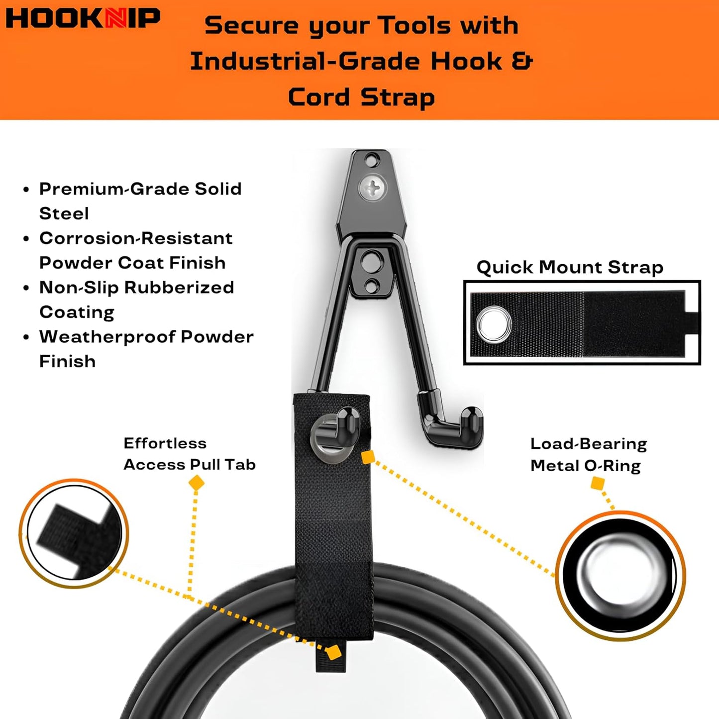 Pack 13 Heavy Duty Garage Hooks - Multi-Sized Wall-Mounted Tool Hangers with Anti-Rust PVC Coating | Ideal for Bikes, Ladders, and Garden Tools