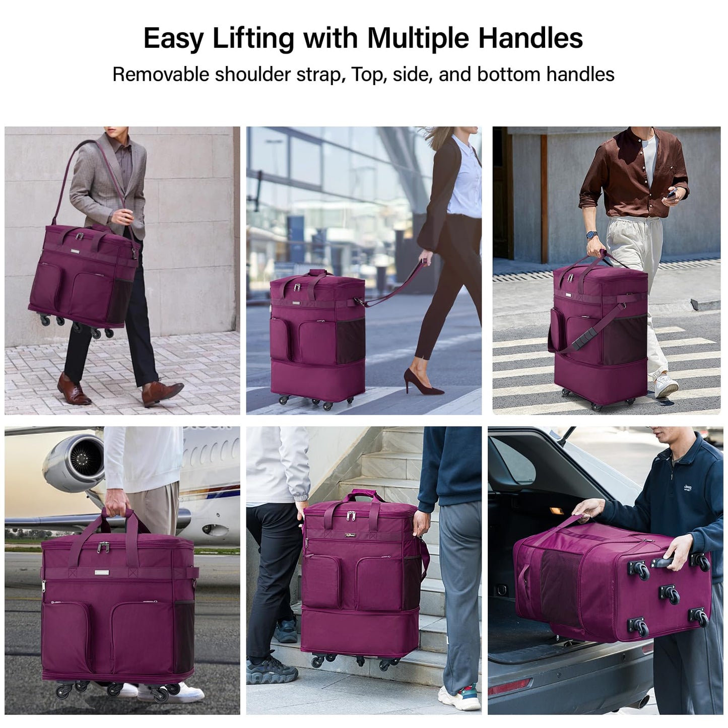 Hanke Expandable Large Suitcase 4 Wheels Lightweight Collapsible,Foldable Suitcases &Travel Bags Hand Luggage Extend 20/24/28 inch Suitcases Duffel Bag Without Telescopic Handle for Men & Women