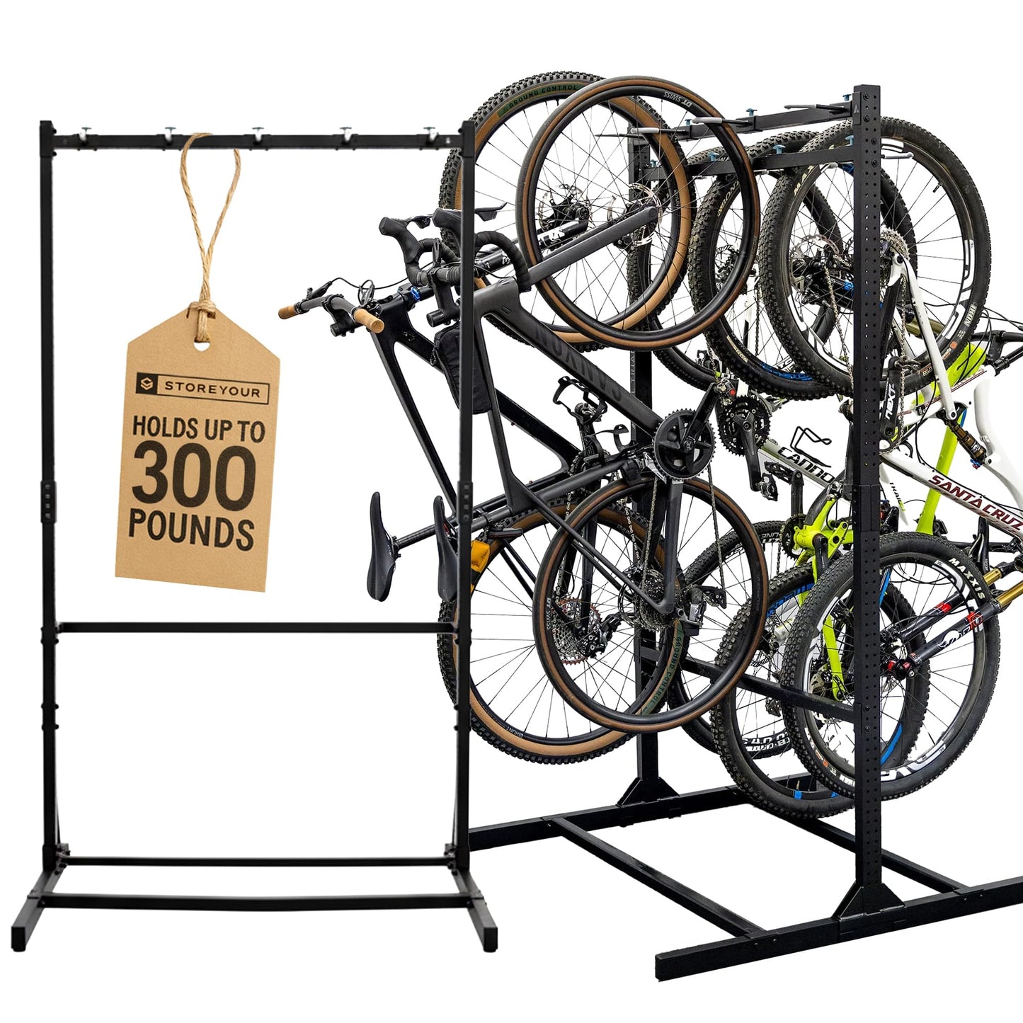 StoreYourBoard Vertical Bike Rack Garage Storage System for 8 Bikes | Freestanding Bike Rack Heavy Duty Floor Bike Stand Bicycle Organizer for Road Mountain Hybrid Kids Bikes | Holds upto 300 lb