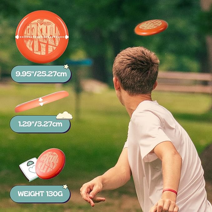 Wham-O Frisbee Cool Flyer Flying Disc, 9.95 Inch Sports Disc Lightweight Durable for Outdoor Beach Park Backyard Game - 130g