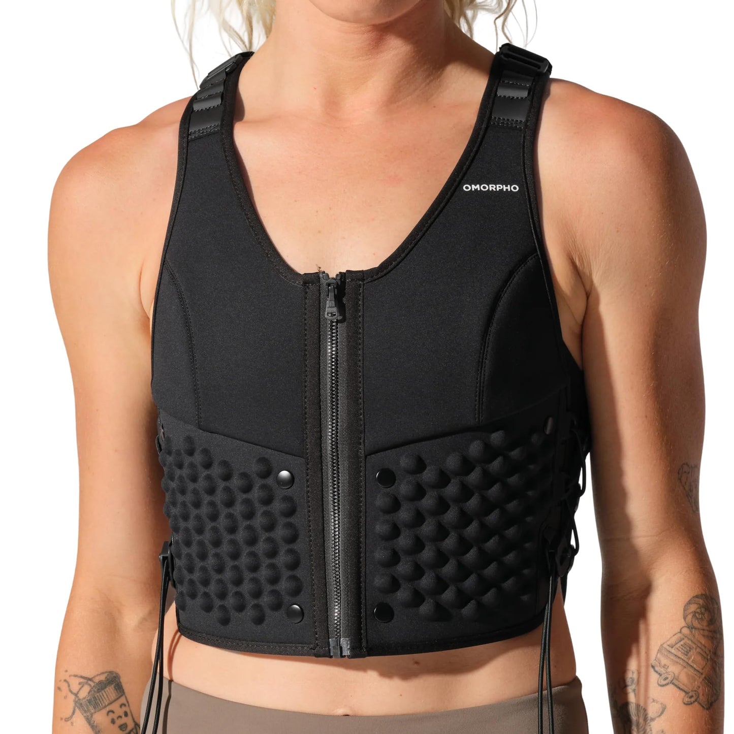 OMORPHO Women's G-Vest, 6 lb (up to 12 lb with addition of G-Pack), weighted vest for women, low-profile, fully adjustable, comfort fit. Great for walking, hiking, running and training. (Black, S-M)