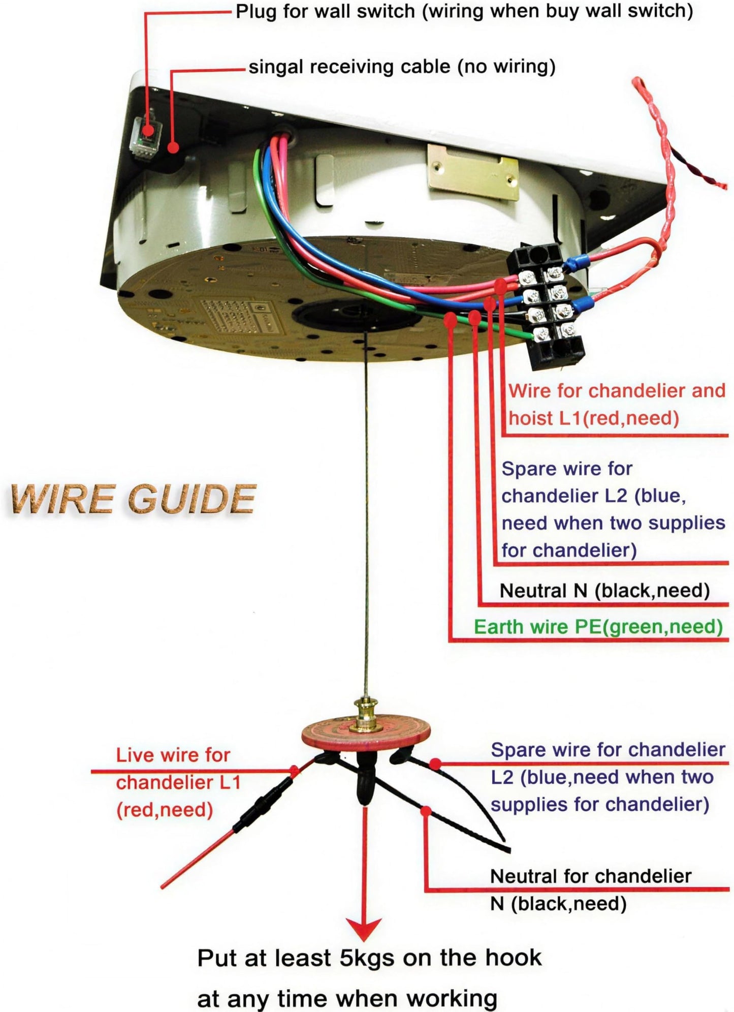 Chandelier Hoist Lifter System, DDJ150 10M Electric Motor Winch Lighting Lifting, 110V-120V Max Capacity 330lbs Hoist Lift, Remote-Controlled for Lamp Cleaning Maintenance (DDJ150-10m (330Lbs))