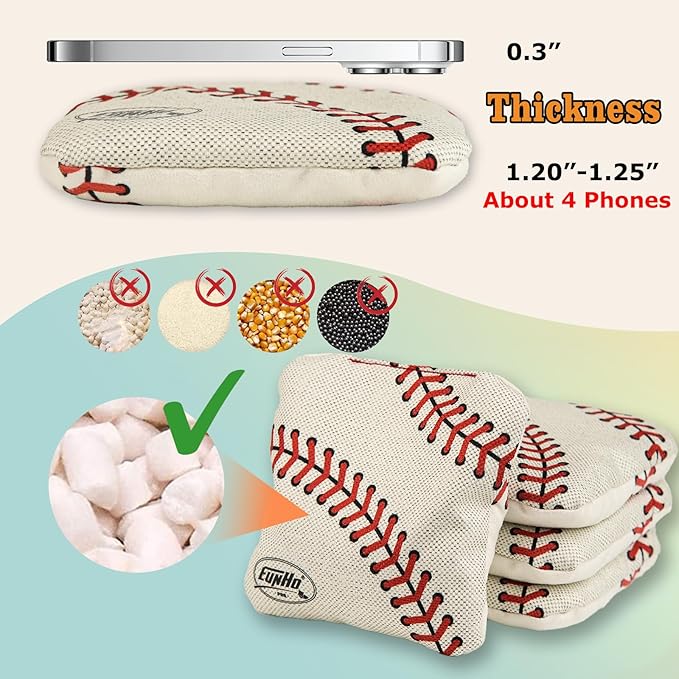 EunHo Dual Sided Cornhole Bags Regulation Set of 8 Professional Cornhole Bean Bags Slick and Stick for Tossing Game-All Weather