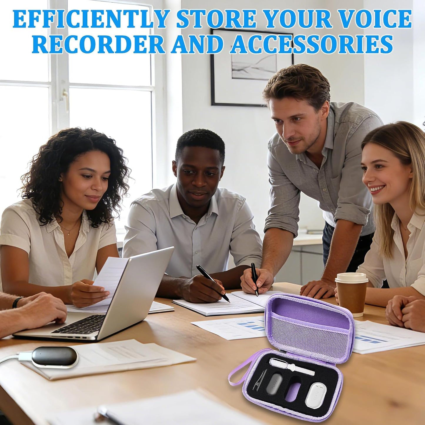 LeoTube Protective Case for PLAUD NotePin Voice Recorder - Custom Fit Foam Holds All Accessories, Waterproof