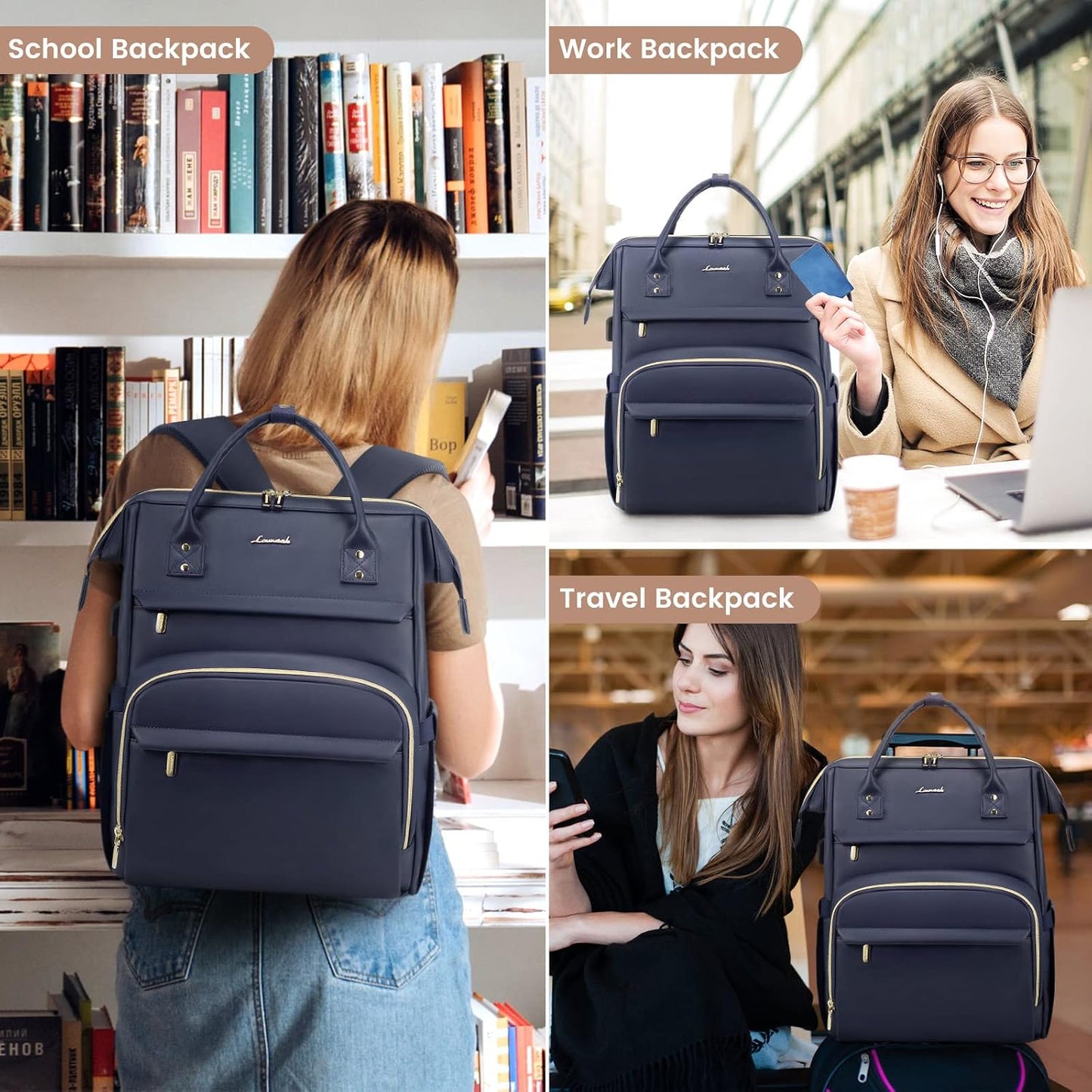 Backpack 15.6 inch,Travel Backpack Backpack Backpacks LOVEVOOK Leather Laptop for Women Purse Nurse Teacher Computer
