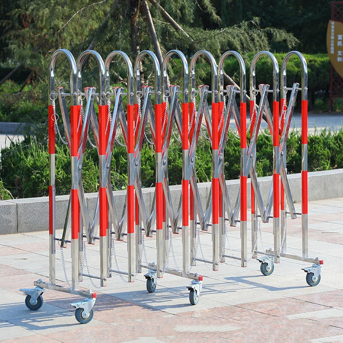Industrial Expandable Barricade, Retractable Driveway Gate, Stainless Steel Folding Security Gate, Adjustable Traffic Fence for Construction Site, Traffic Control, Cordon, Elevator, Garage, H（1.2 M）