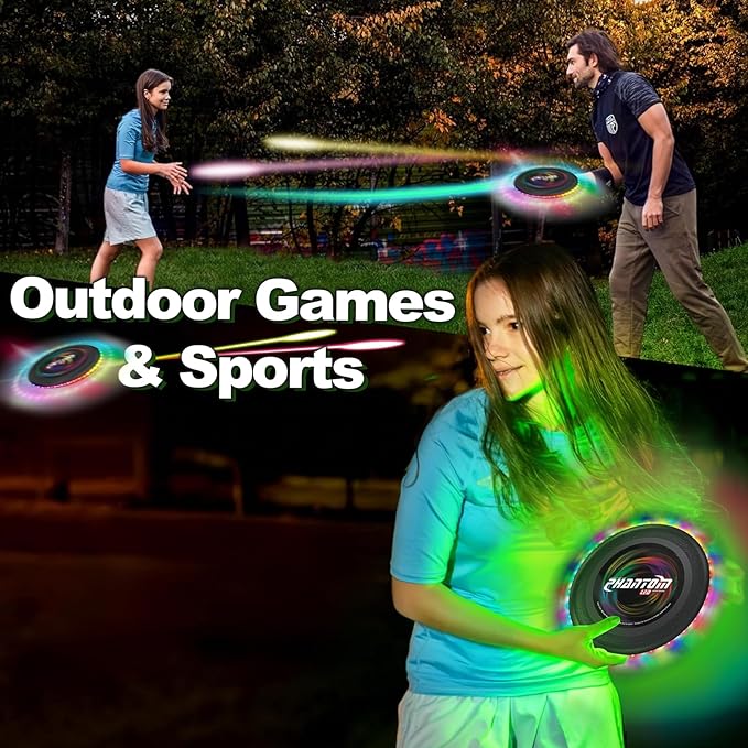 Flying Disc with Million LED Colors, Total 41 LEDs Powered, 35 Brilliant LED at Edge 13 Lighting Modes Waterproof Flying Ring, Camping for Kids Teens Adults, for Kids, Perfect Ages 6+