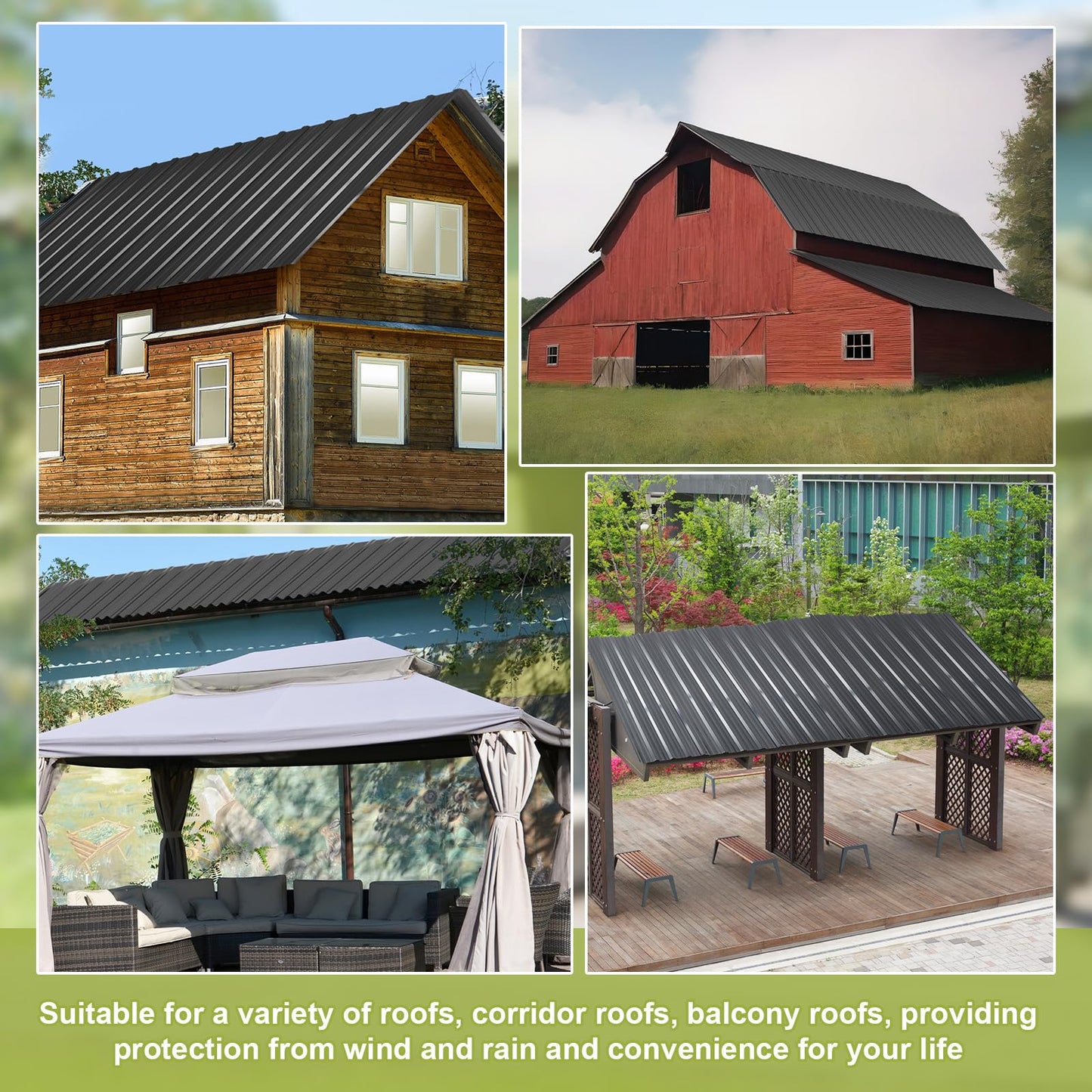 Yaocom 20 Pack Black Corrugated Metal Roof Panels, 106 Sq.ft Cover with Screws, Sleek Finish for Modern Shed, Patio Cover and Outdoor DIY Projects, Black