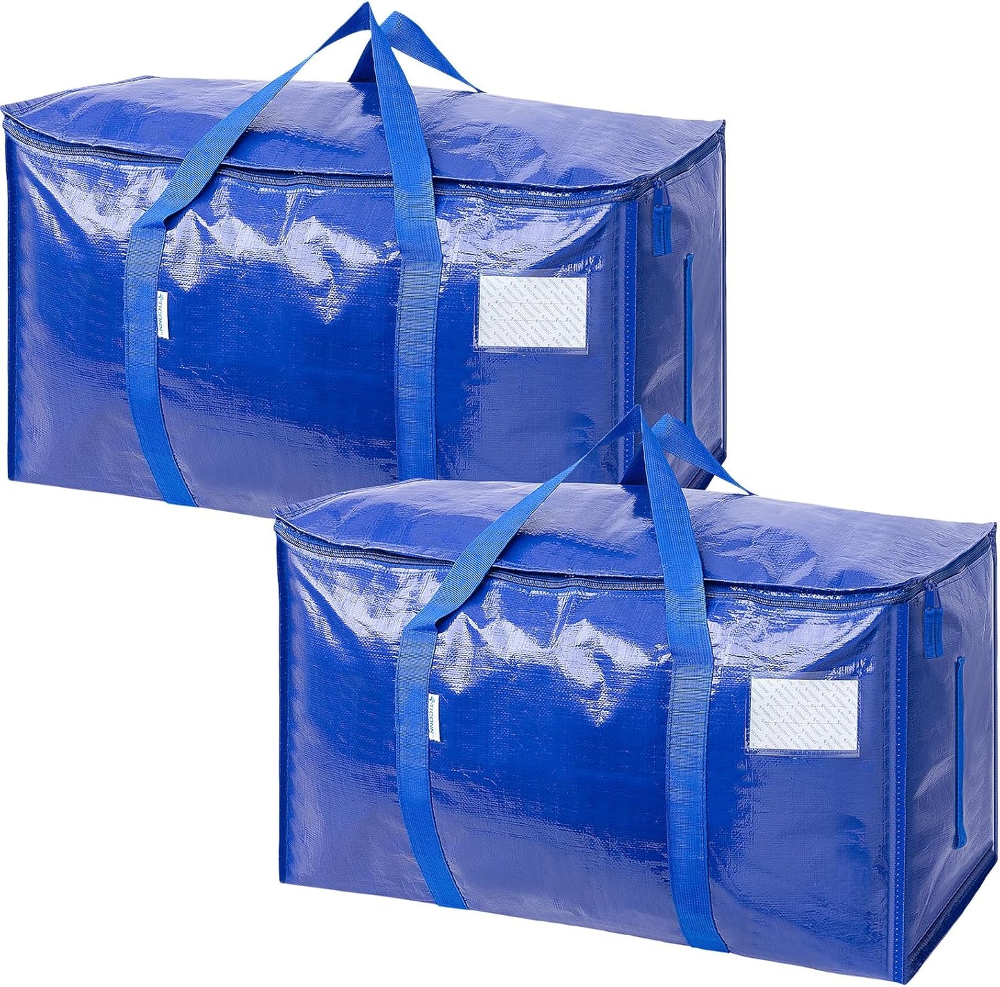 TICONN Extra Large Heavy-Duty Moving Bags - Durable Storage with Zippers & Handles | 2 Pack, Blue
