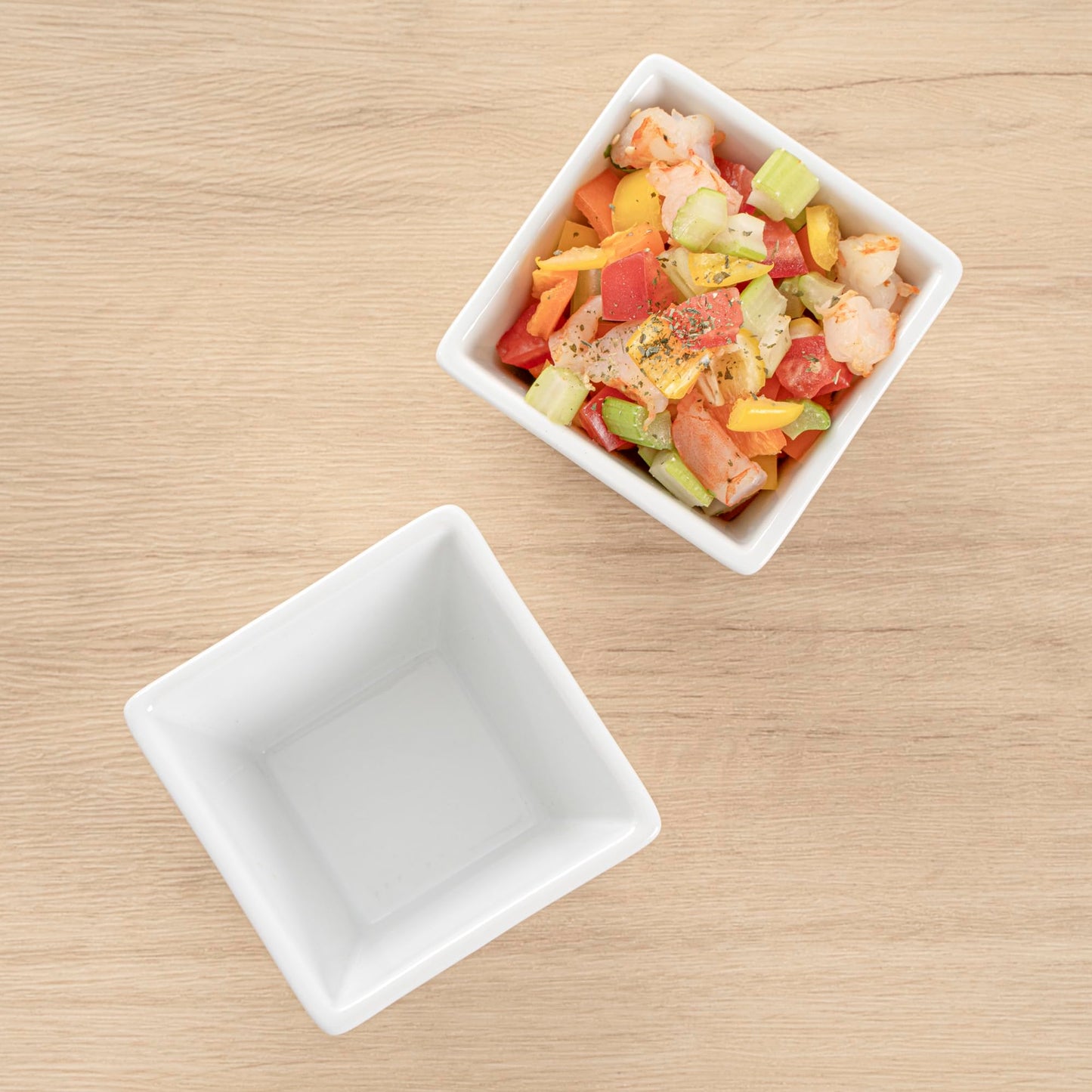 Restaurantware 6 Ounce Small Dessert Cups 10 Square Fondue Bowls - Oven Safe Chip Resistant White Porcelain Porcelain Dip Bowls Dishwasher Safe For Snacks Or Desserts