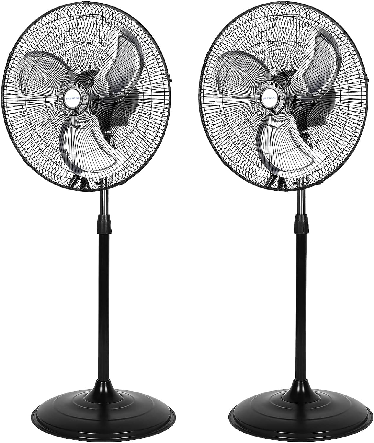 BILT HARD 3850 CFM 18" High Velocity Pedestal Oscillating Fan, 3-Speed Industrial Standing Fan with Aluminum Blades, Heavy Duty Metal Shop Fan for Commercial, Residential, and Garage, 2 Pack