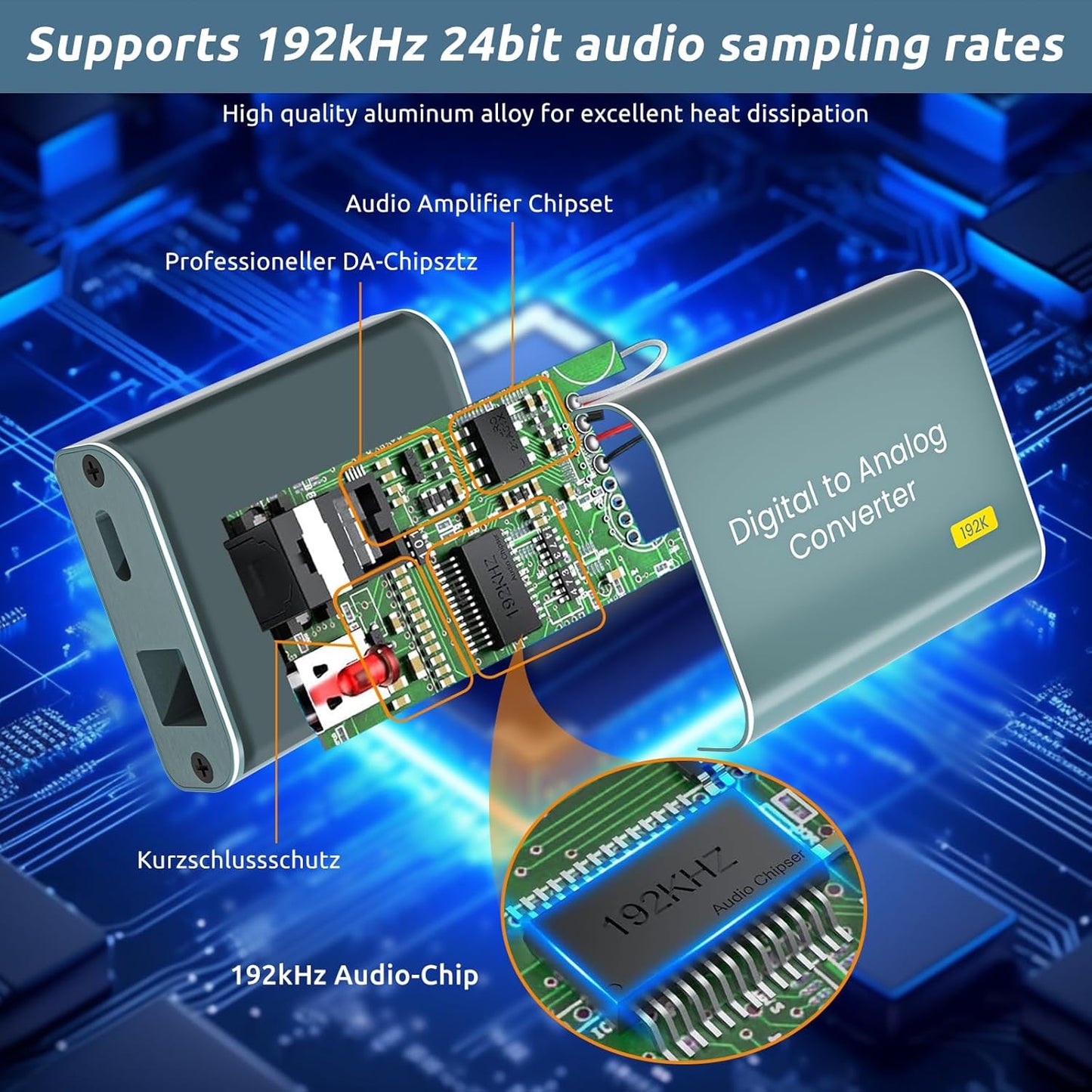 192kHz 7ft/2.1m 3.5mm 3.5 mm PS3 PS4 DAC Audio Converter Digital to Analog Audio Converter, Optical Audio to RCA AUX