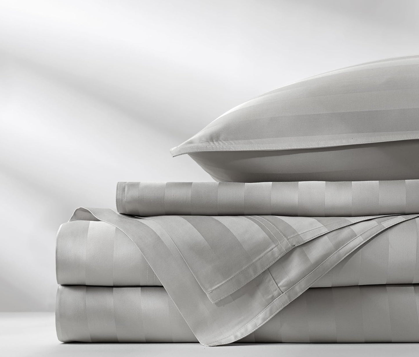 Pure Bamboo Full Sheets - Luxuriously Soft & Cooling 100% Organic Viscose Bed Sheet Set | Jacquard Silver, 2-Year Quality Promise