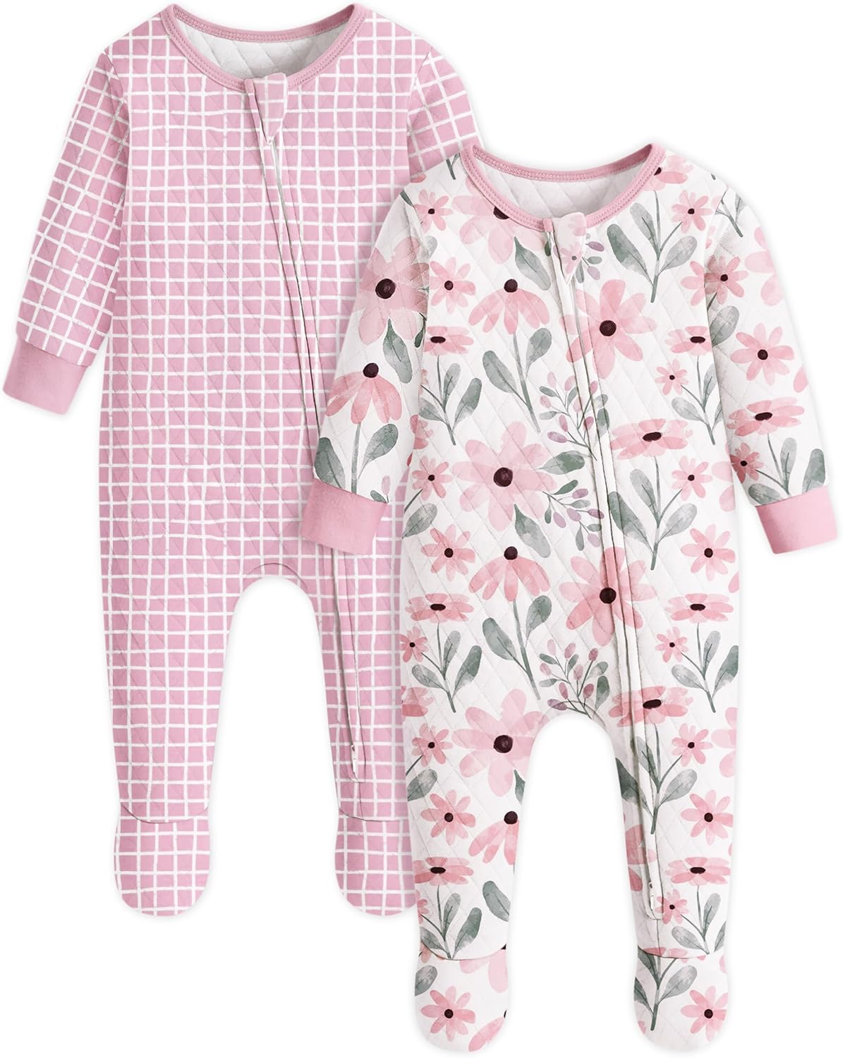 Yoofoss Organic Cotton Baby Pajamas - Warm Quilted Footed Sleepers for Newborns 0-9 Months