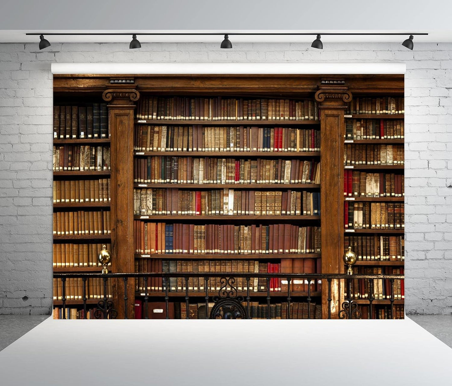 BELECO 7x5ft Fabric Vintage Wooden Bookshelf Backdrop Books Antique Bookcase Old Library Phtography Backdrop for Party