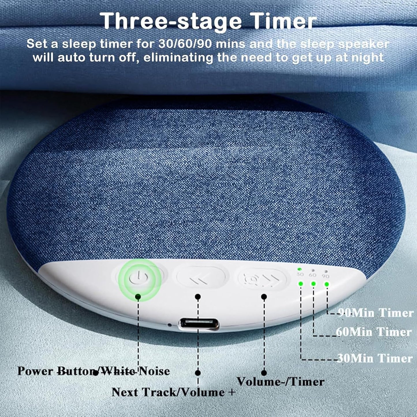 Generic Blue Tooth Pillow Speaker for Sleeping - Under Pillow Speakers, Bone Conduction Pillows Speaker with Soothing