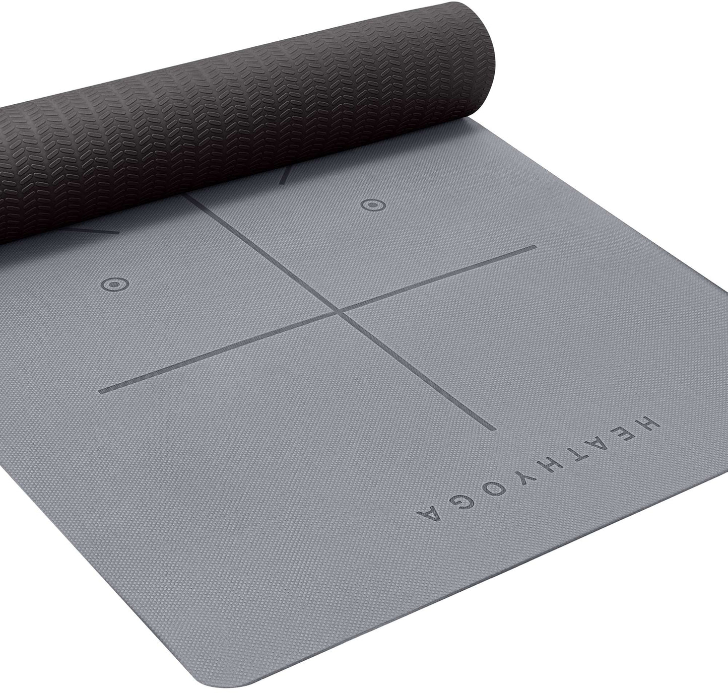 Heathyoga Yoga Mat Non Slip TPE Pilates Exercise Mats for Home Workout Gym Fitness Eco Friendly Thick Hot Yoga Mat with Strap Body Alignment,72"x 26" Thickness 1/4"