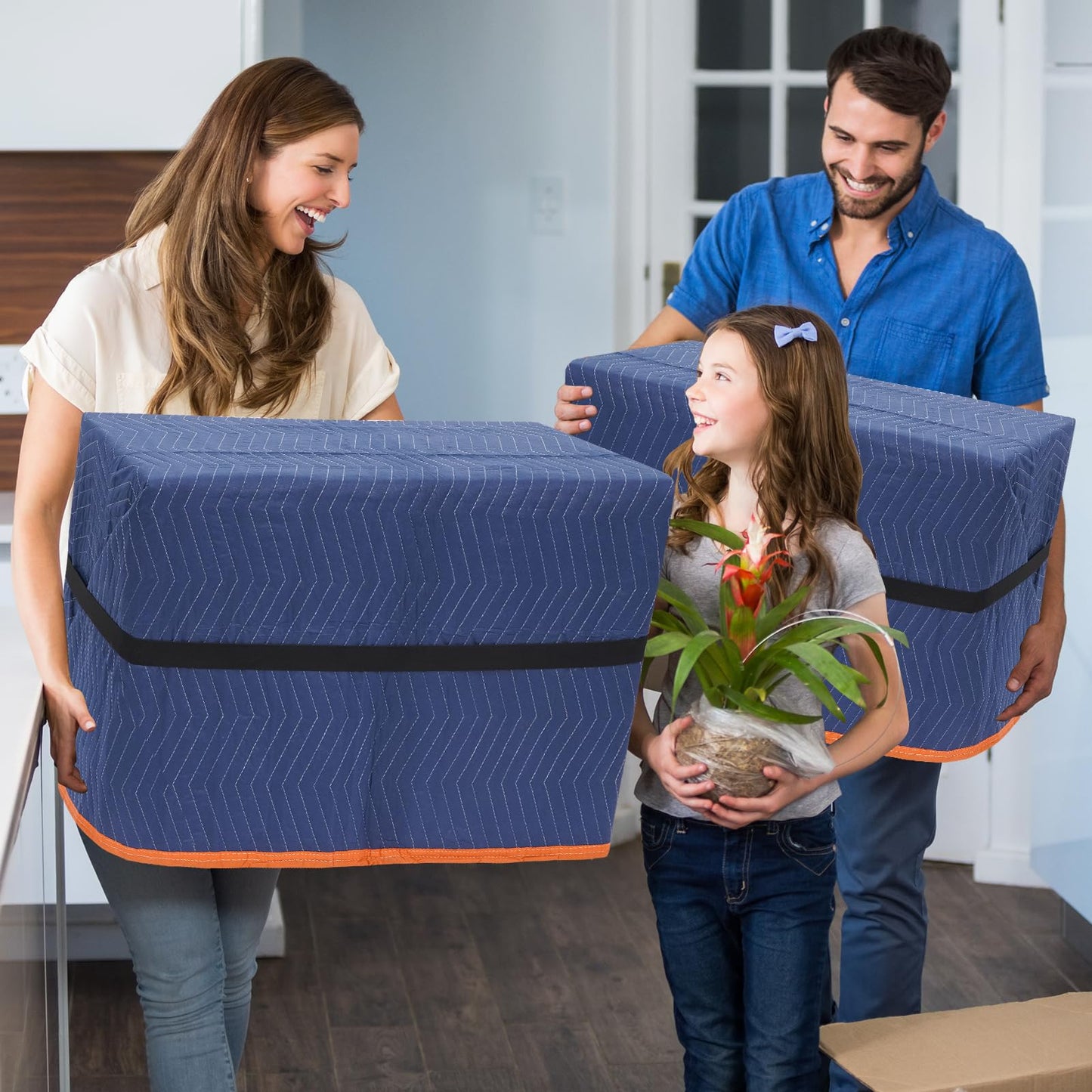Permade 12 Pack Moving Packing Blankets- 72x80 in (48lb/dz) Heavy Duty Moving Pads for Furniture Protection Professional Quilted Cargo Shipping Furniture Blankets for Packing, Blue